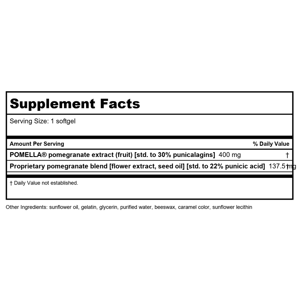 Life Extension Pomegranite Complete 30 Softgels - Supplement Facts panel