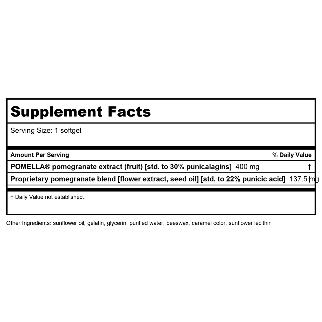 Life Extension Pomegranite Complete 30 Softgels - Supplement Facts panel