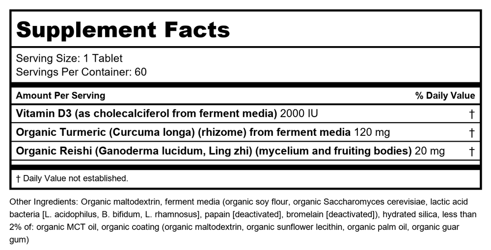 New Chapter - Fermented Vitamin D3 2000 IU - 60 Vegetarian Tablets - Supplement Facts panel