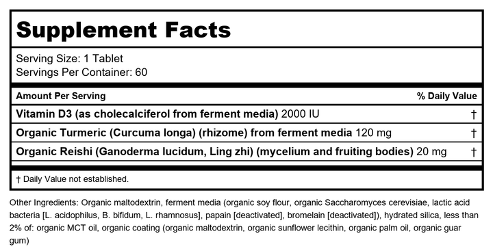 New Chapter - Fermented Vitamin D3 2000 IU - 60 Vegetarian Tablets - Supplement Facts panel