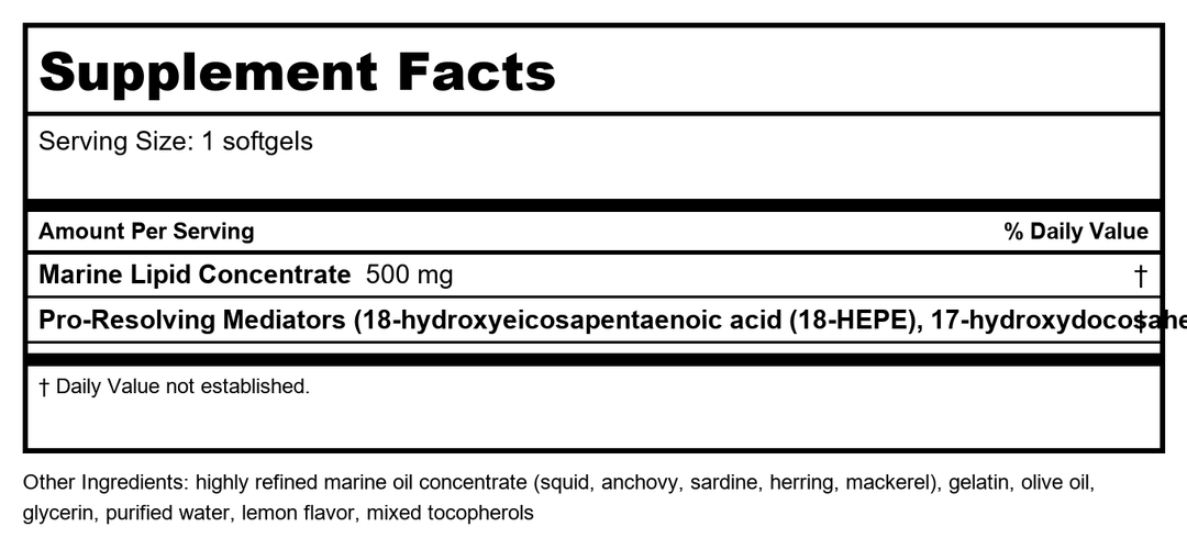 Life Extension - Pro-Resolving Mediators - 30 Softgels - Supplement Facts panel