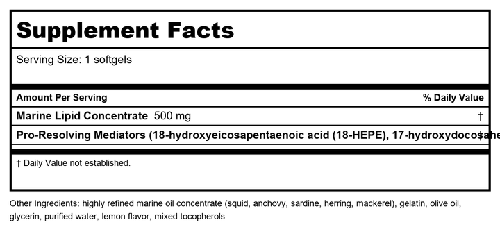 Life Extension - Pro-Resolving Mediators - 30 Softgels - Supplement Facts panel