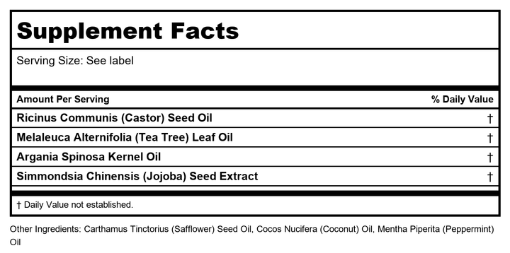Heritage Black Castor Oil 8oz - HG0206 - Supplement Facts panel