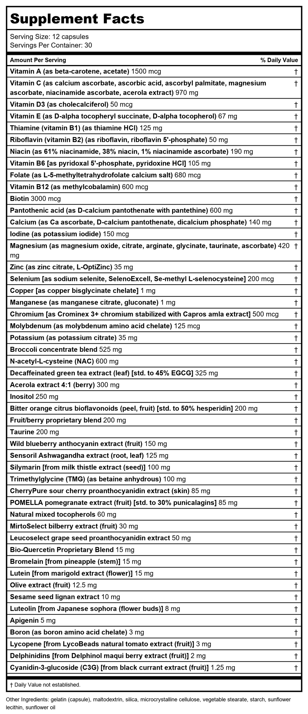 Life Extension Mix Capsules 360 Count - Supplement Facts panel