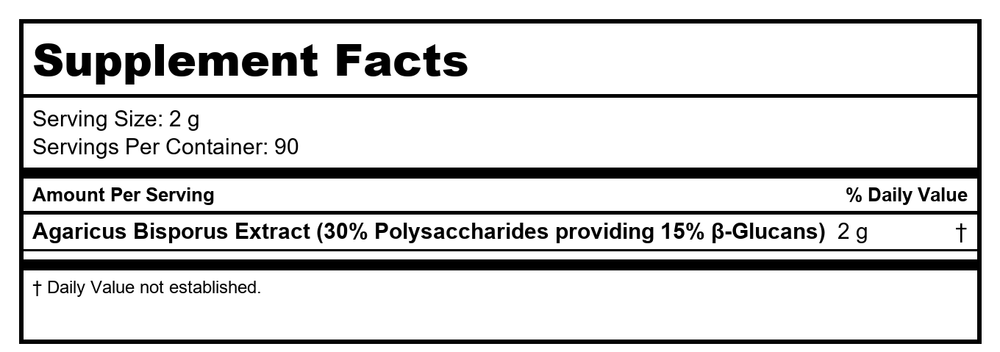 NFH-AgaricusBisporusSAP-60g - Supplement Facts panel