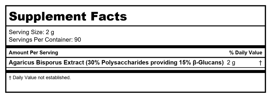 NFH-AgaricusBisporusSAP-60g - Supplement Facts panel