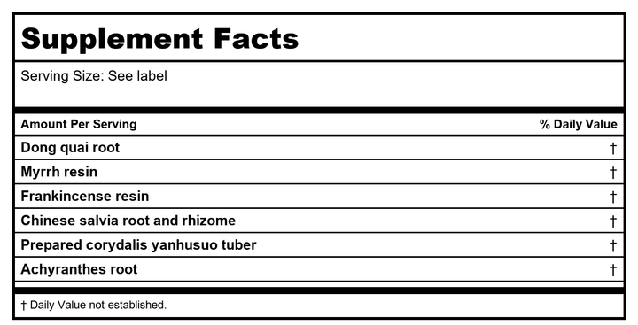 Kan Herbs Taditionals Invigorate the Collaterals 60 Tablets - Supplement Facts panel