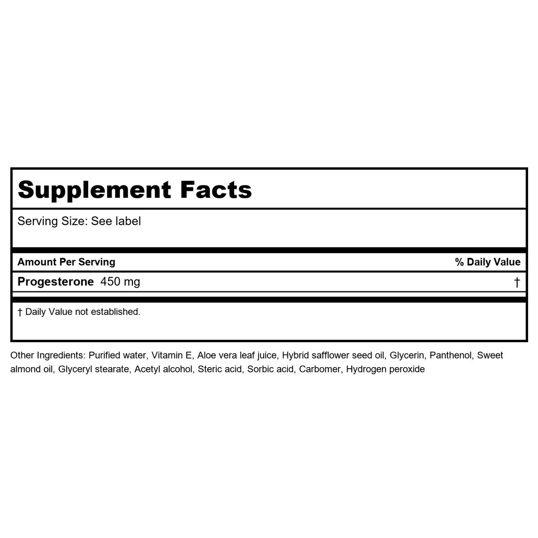Emerita Pro-Gest Balancing Cream 4oz - EF0040 - Supplement Facts panel