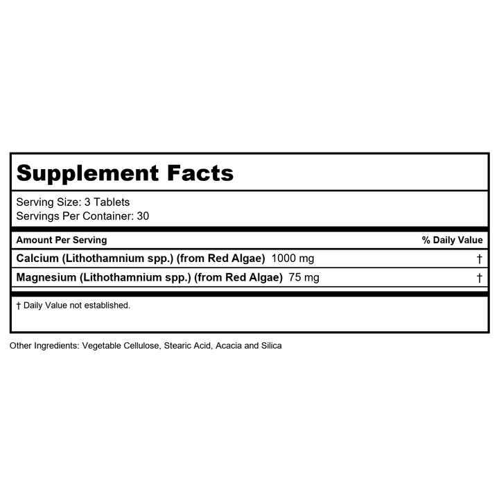 VegLife - Red Marine Calcium - 90 Tablets - Supplement Facts panel