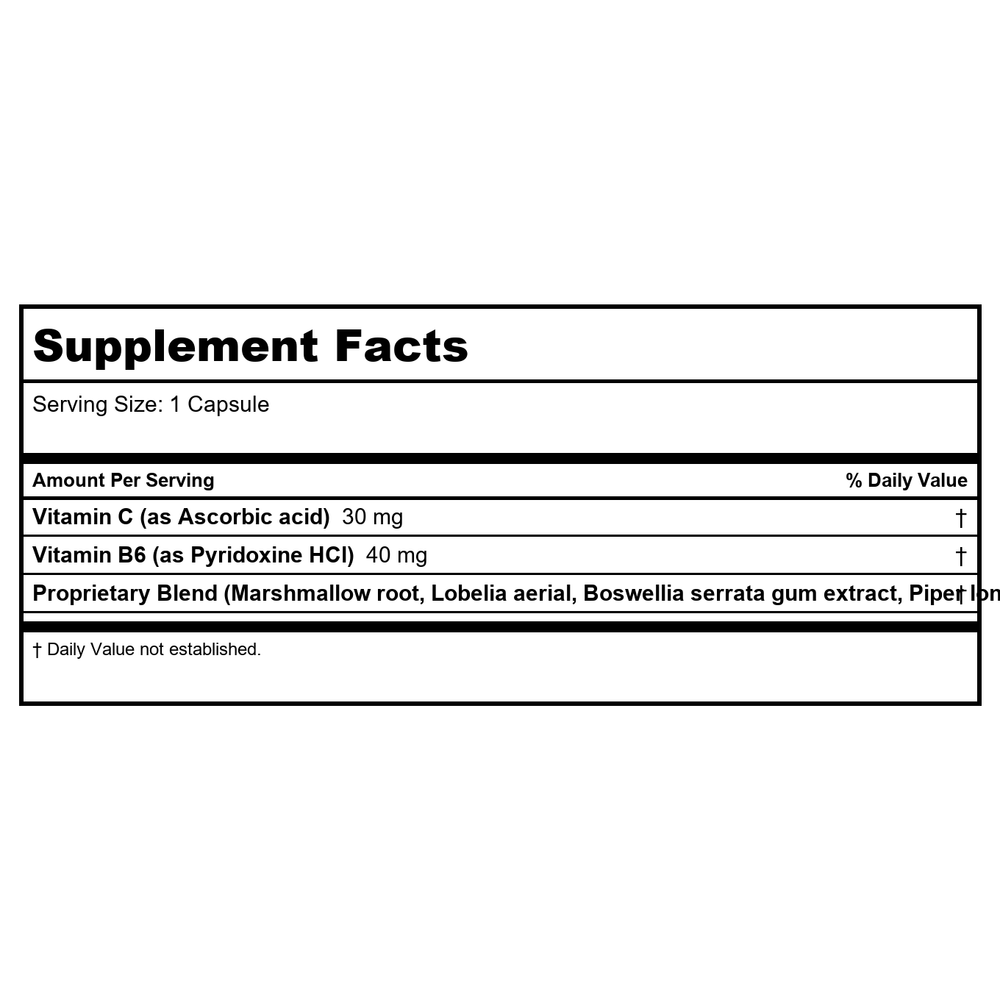 NaturalCare - Lung-Saver - 60 Capsules  44860 - Supplement Facts panel