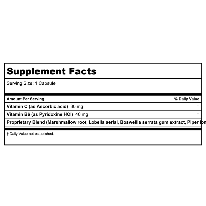 NaturalCare - Lung-Saver - 60 Capsules  44860 - Supplement Facts panel