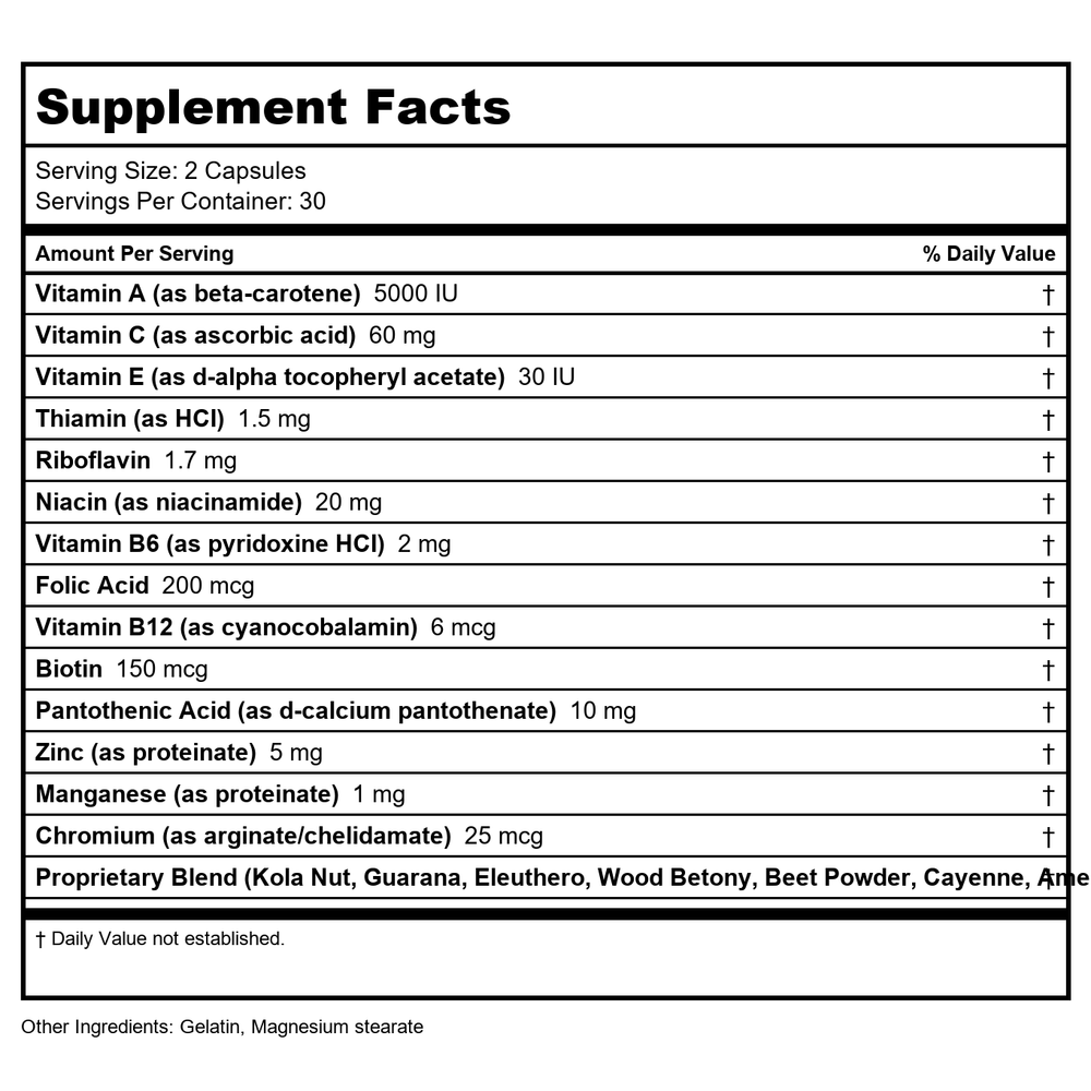 Natural Balance - Brain Pep - 60 Capsules - Supplement Facts panel