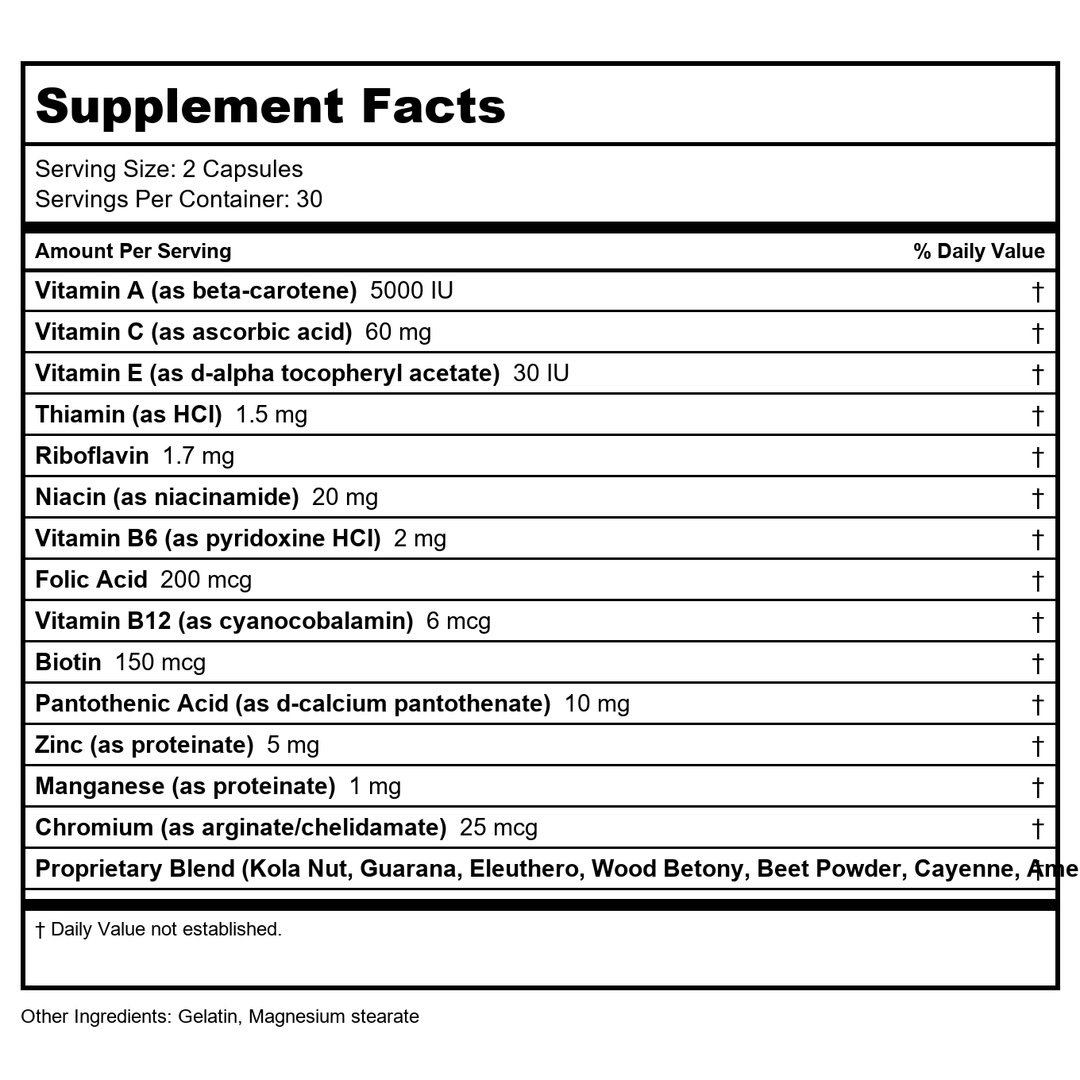 Natural Balance - Brain Pep - 60 Capsules - Supplement Facts panel