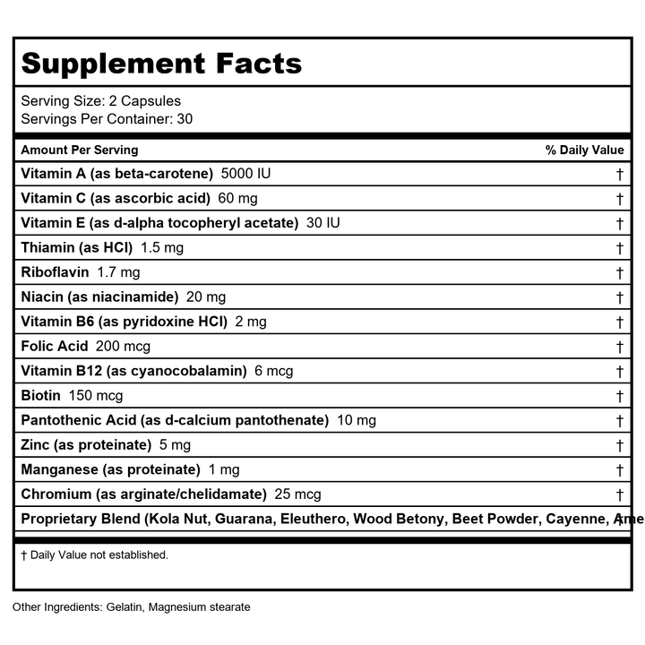 Natural Balance - Brain Pep - 60 Capsules - Supplement Facts panel