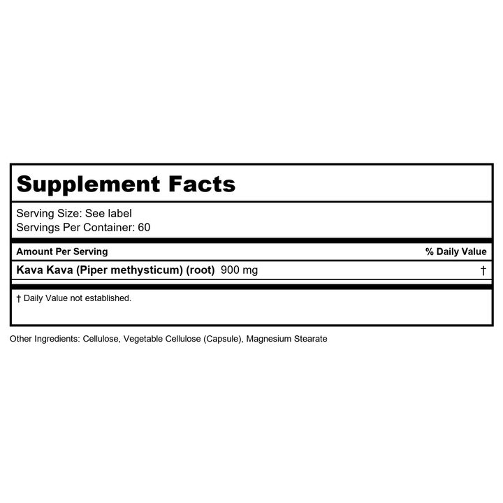 Natural Balance - Kava Kava 450 mg. - 60 Vegetarian Capsules - Supplement Facts panel