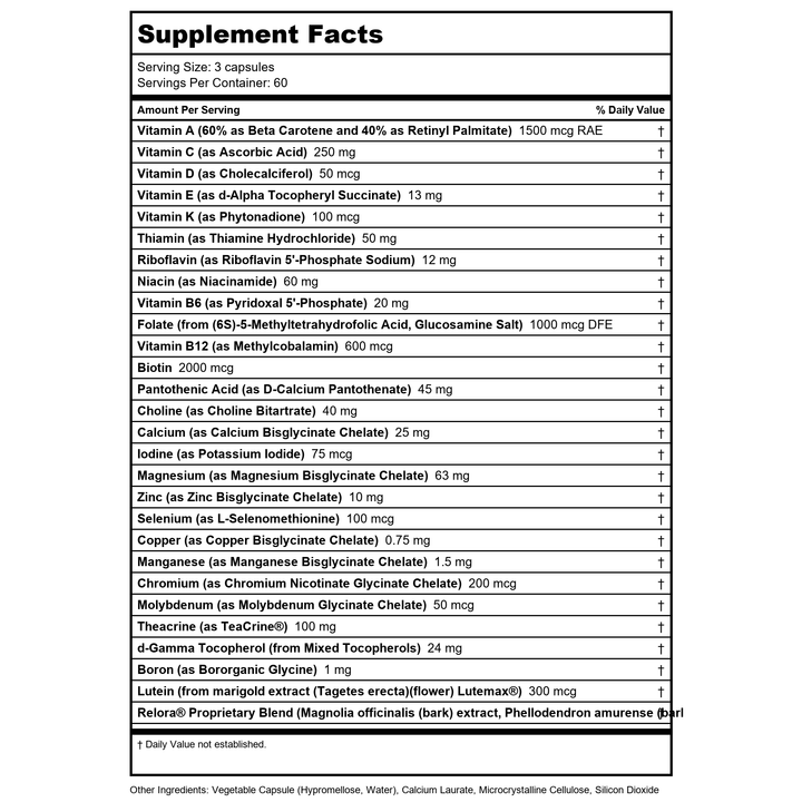 LifeTime Vitamins - Calm &amp; Calmer - 60 Capsules Contains Magnolia Bark - Supplement Facts panel