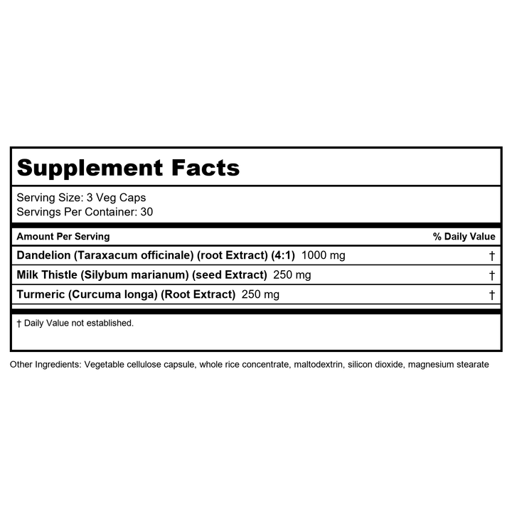 LifeTime Vitamins - Milk Thistle Formula Advanced Liver Cleanse - 90 Capsules - Supplement Facts panel