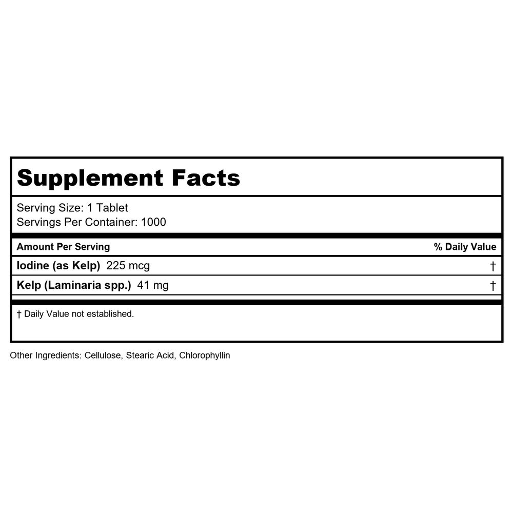 Nature's Life - Icelandic Kelp - 1000 Tablets - Supplement Facts panel