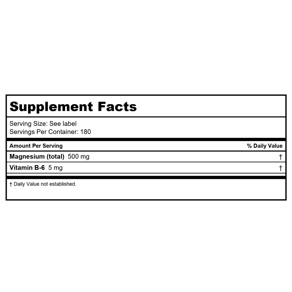 Nature's Life - Magnesium 500 mg. - 180 Capsules - Supplement Facts panel