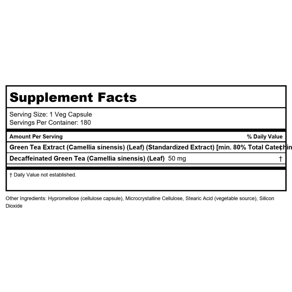 LuckyVitamin EGCG 400mg 180 Vcaps - Supplement Facts panel
