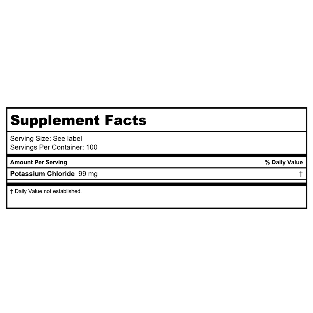 Kal - Potassium 99 Chloride 99 mg. - 100 Tablets - Supplement Facts panel