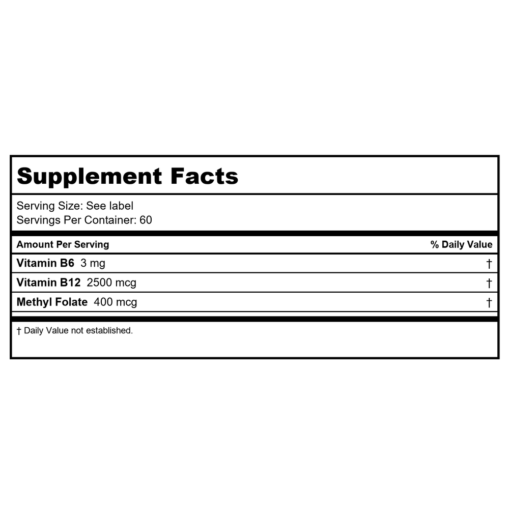 Kal - Vitamin B6 & B12 Methyl Folate Mixed Berry - 60 Micro Tablets - Supplement Facts panel