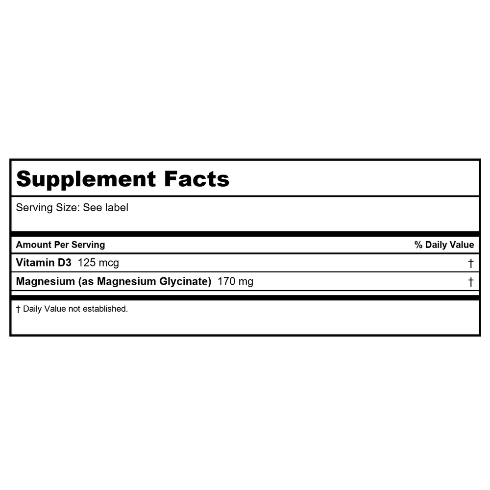 Kal - Vitamin D3 Mag Glycinate Bone Health - 90 Veg Capsules - Supplement Facts panel