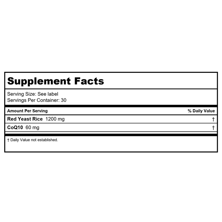 KAL Red Yeast Rice CoQ10 Once Daily 30 Tablets - Supplement Facts panel