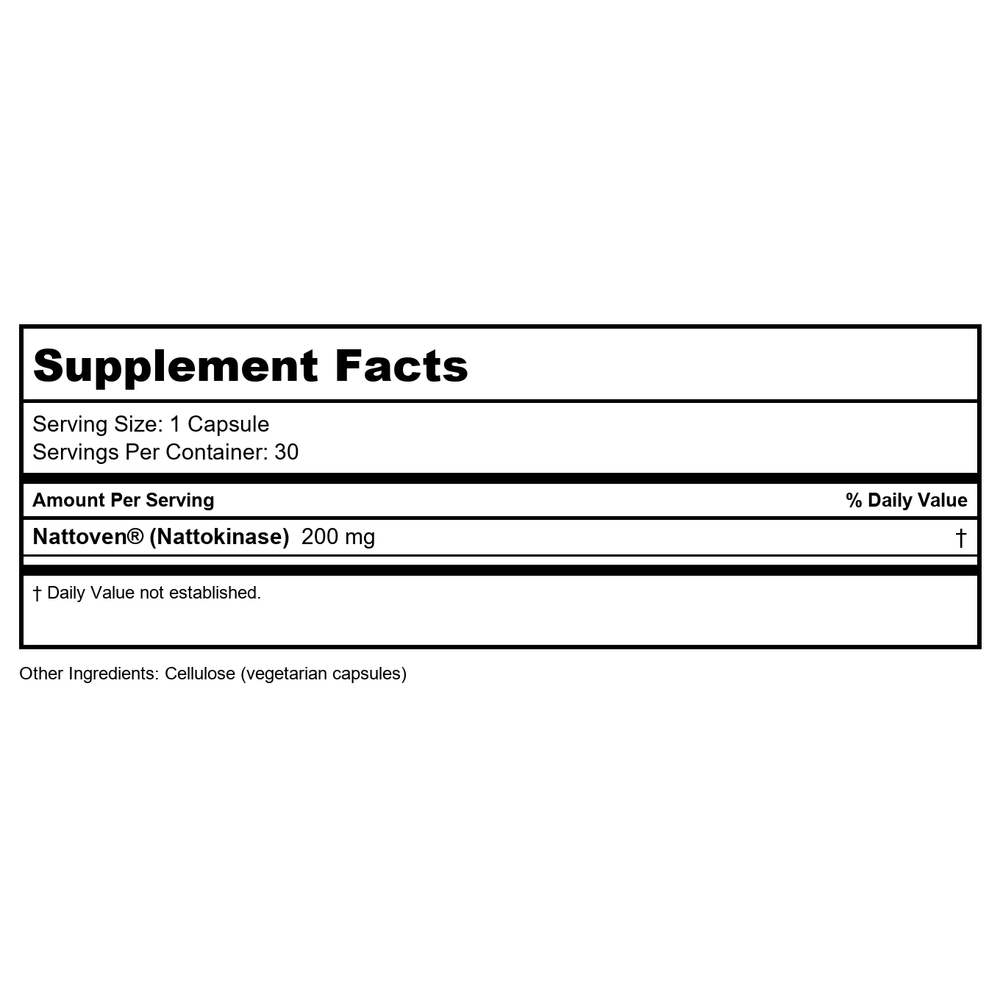 Arthur Andrew Nattovena Pure Nattokinase 90 Capsules - Supplement Facts panel