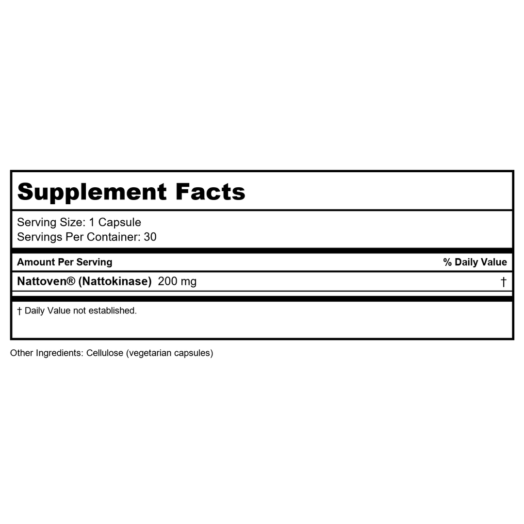 Arthur Andrew Nattovena Pure Nattokinase 90 Capsules - Supplement Facts panel