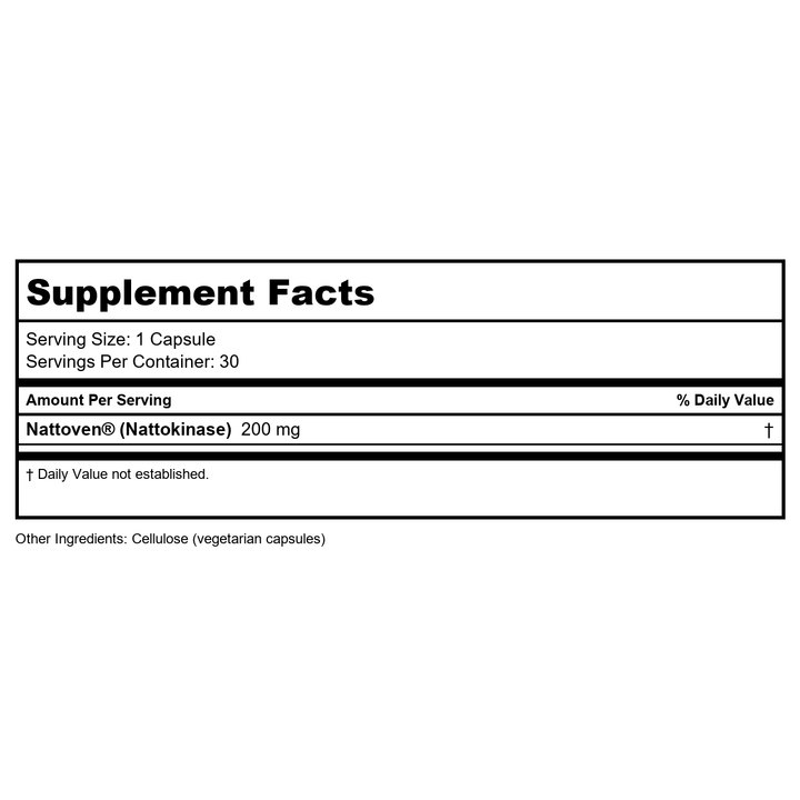 Arthur Andrew Nattovena Pure Nattokinase 90 Capsules - Supplement Facts panel