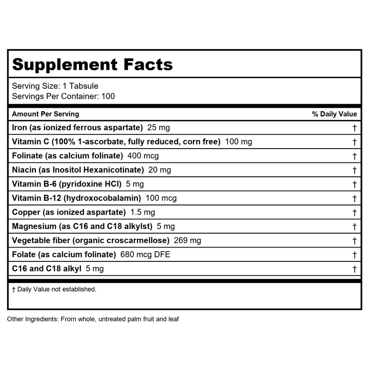 Perque - Hematin Anemia Guard - 100 Tabsule(s) - Supplement Facts panel