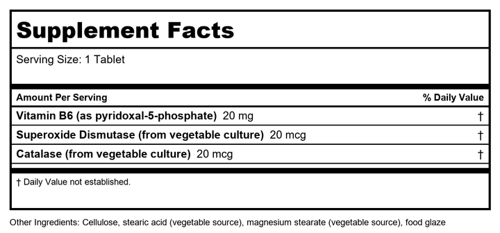 Biotics Research B6 Phosphate 100 Tablets - Supplement Facts panel