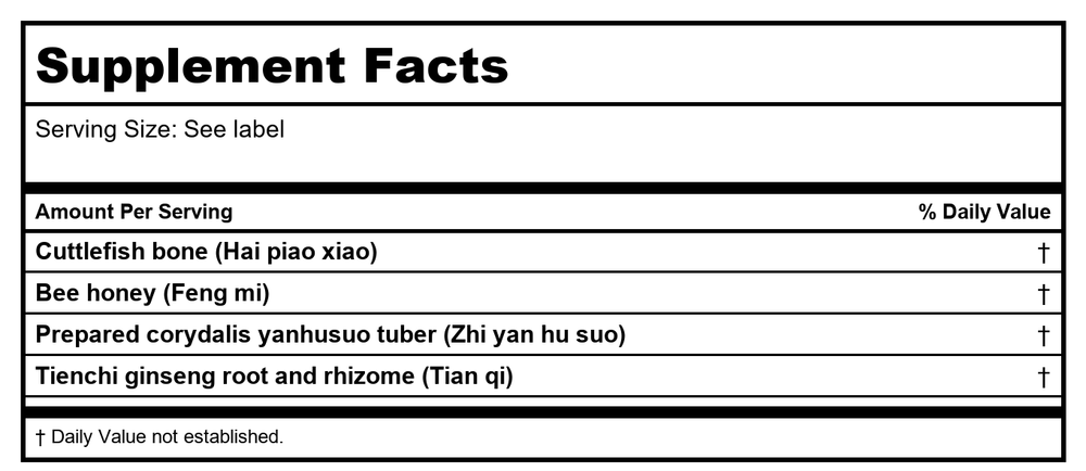 Kan Herb Traditionals Wei Te Ling 120 Tablets - Supplement Facts panel