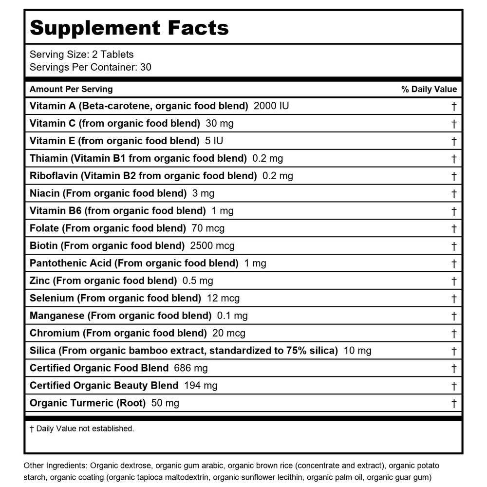 Garden of Life - mykind Organics Organic Plant Collagen Builder - 60 Vegan Tablet(s) - Supplement Facts panel