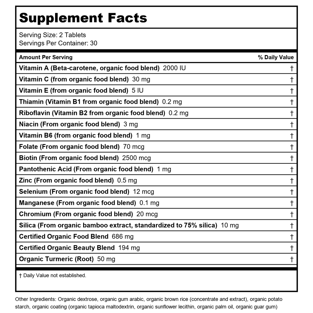 Garden of Life - mykind Organics Organic Plant Collagen Builder - 60 Vegan Tablet(s) - Supplement Facts panel
