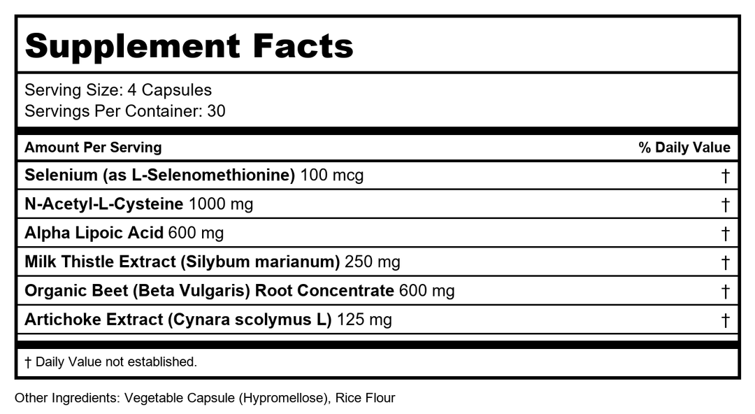 Divine Health - Liver Detox - 42 Capsules - Supplement Facts panel
