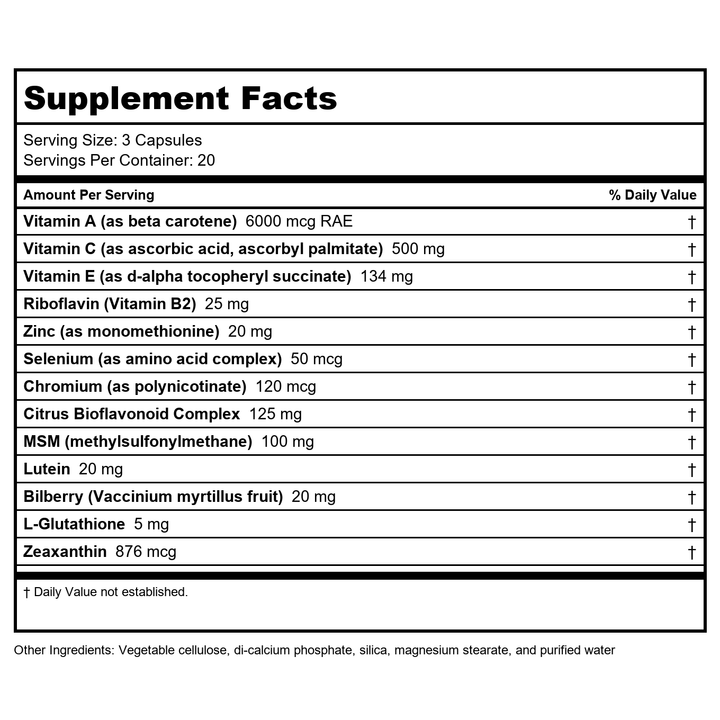Natures Plus - Advanced Therapeutics Lutein Rx Eye - 60 Vegetable Capsule(s) - Supplement Facts panel