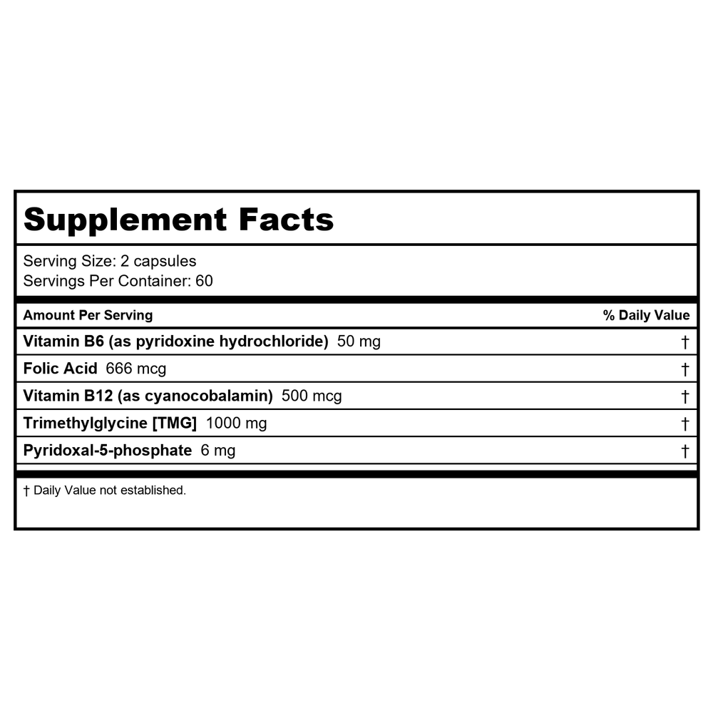 Solgar - Gold Specifics Homocysteine Modulators - 120 Vegetarian Capsules - Supplement Facts panel