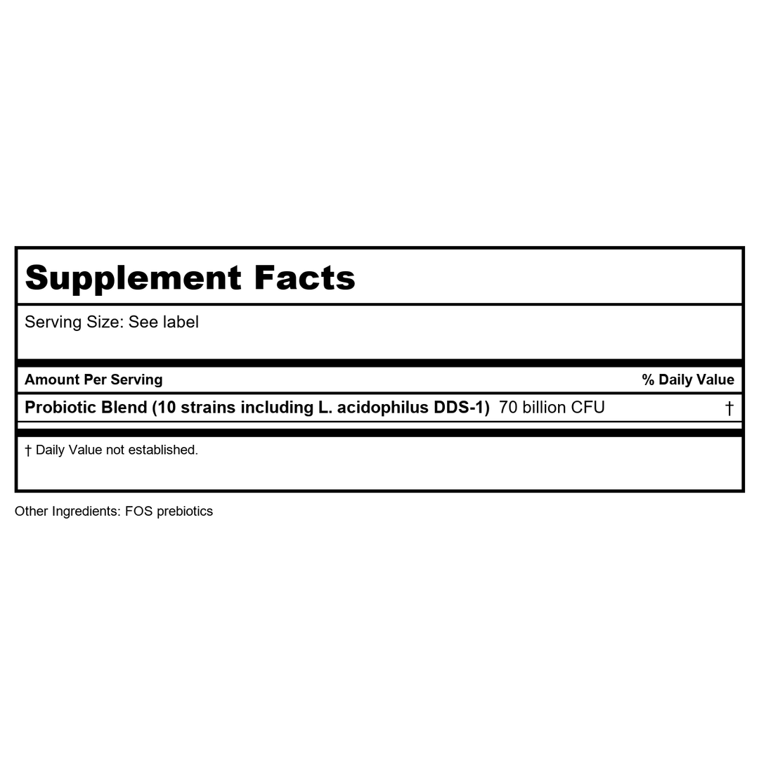 Dr. Mercola - Complete Probiotics 70 Billion CFU - 90 Capsules - Supplement Facts panel