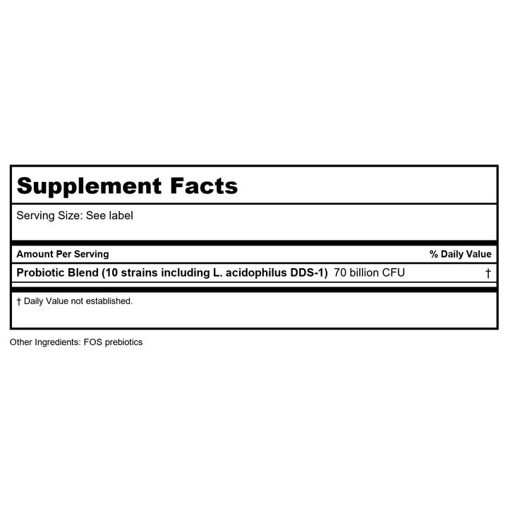 Dr. Mercola - Complete Probiotics 70 Billion CFU - 90 Capsules - Supplement Facts panel