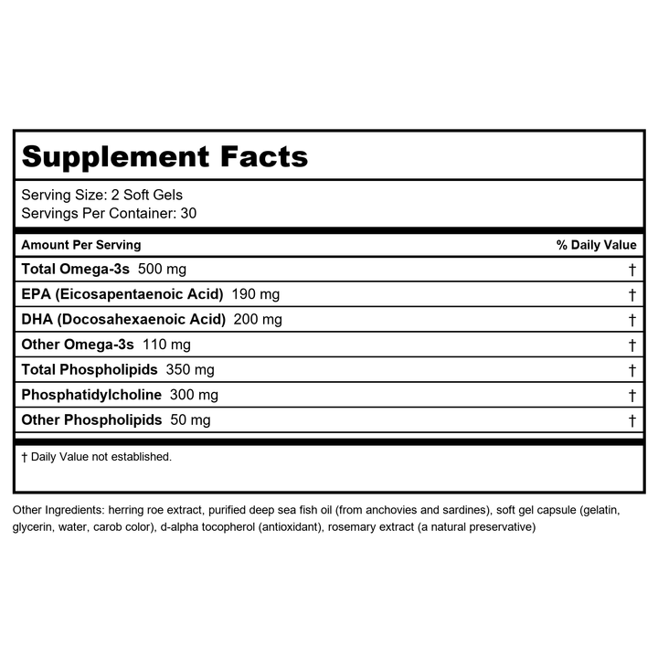 Nordic Naturals - Omega-3 Phospholipids 650 mg. - 60 Softgels - Supplement Facts panel