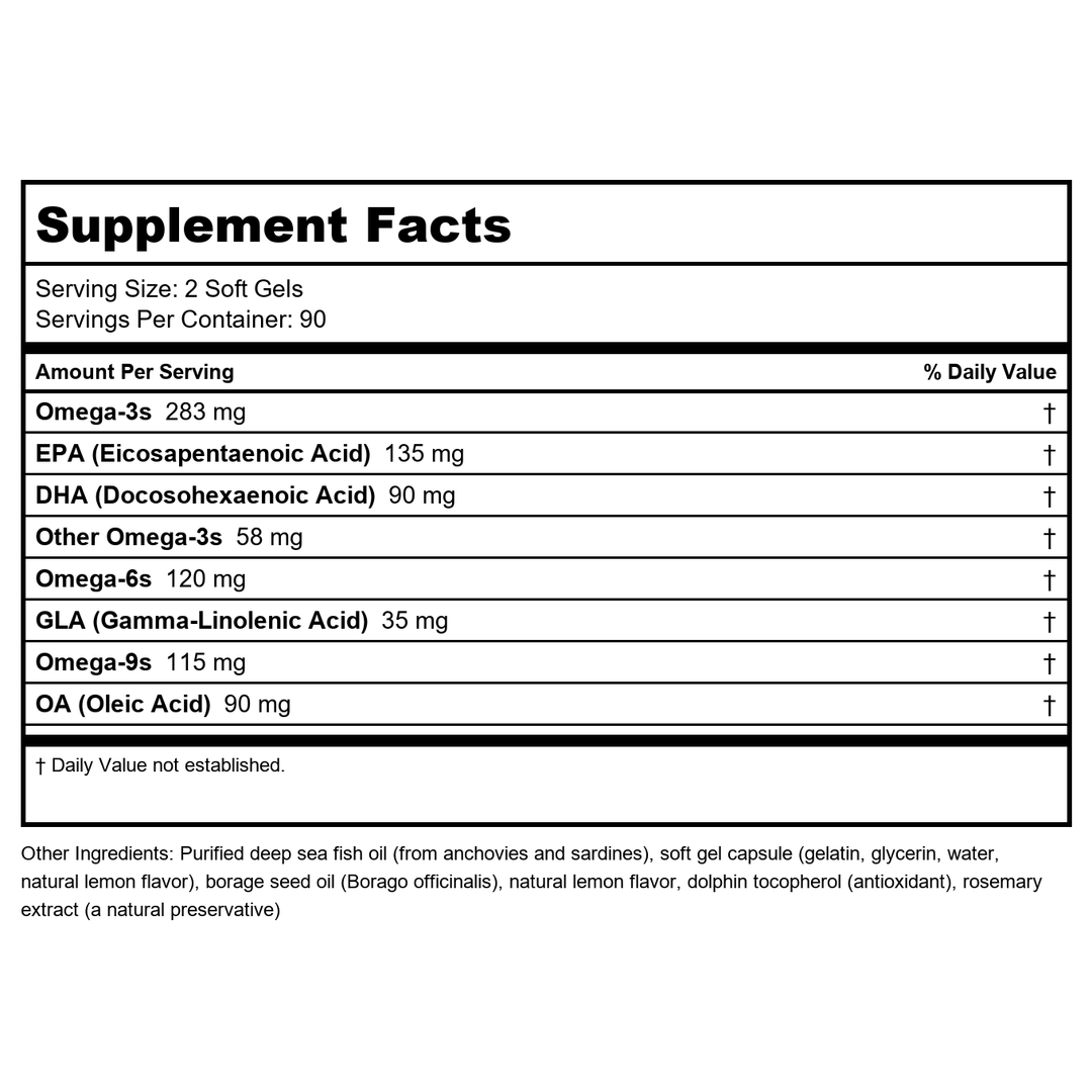 Nordic Naturals - Complete Omega Junior Lemon 500 mg. - 180 Chewable Softgels (formerly Omega-3.6.9 Junior) - Supplement Facts panel