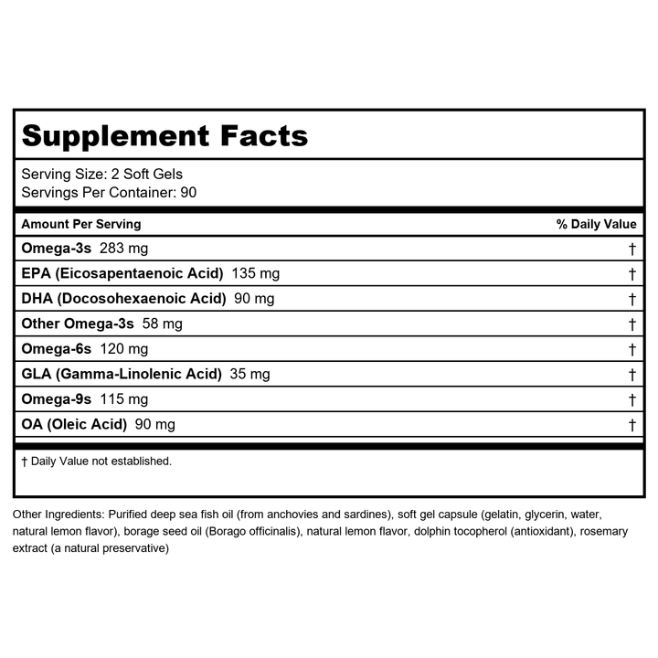 Nordic Naturals - Complete Omega Junior Lemon 500 mg. - 180 Chewable Softgels (formerly Omega-3.6.9 Junior) - Supplement Facts panel