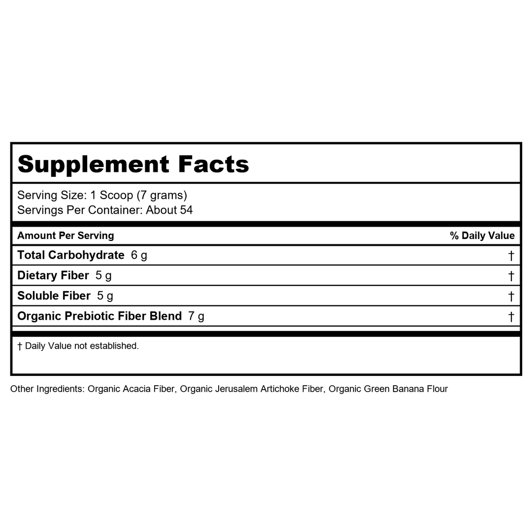 Hyperbiotics - 100% Food Based Prebiotic Powder - 13.23 oz. - Supplement Facts panel