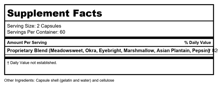 Biotics Research HCL-Ease 120 Capsules - Supplement Facts panel