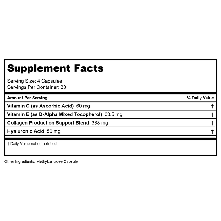 Codeage - Biotin Marine Collagen Types I &amp; II Wild-Caught - 120 Capsules - Supplement Facts panel