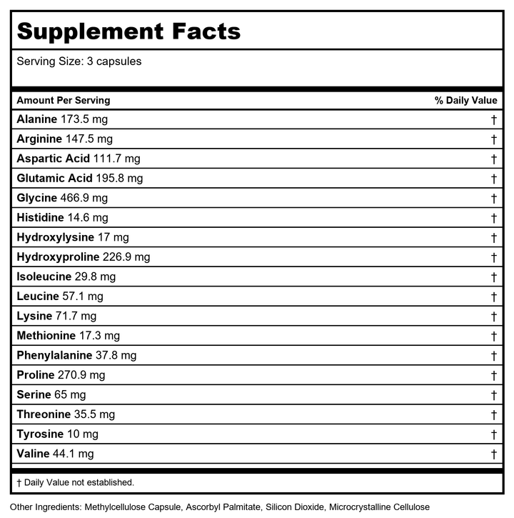 Codeage - Multi Collagen Type I, II, III, V and X Hydrolyzed Formula - 90 Capsules - Supplement Facts panel