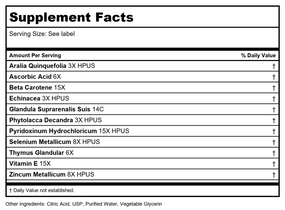 Progena Immugen 2oz - Supplement Facts panel