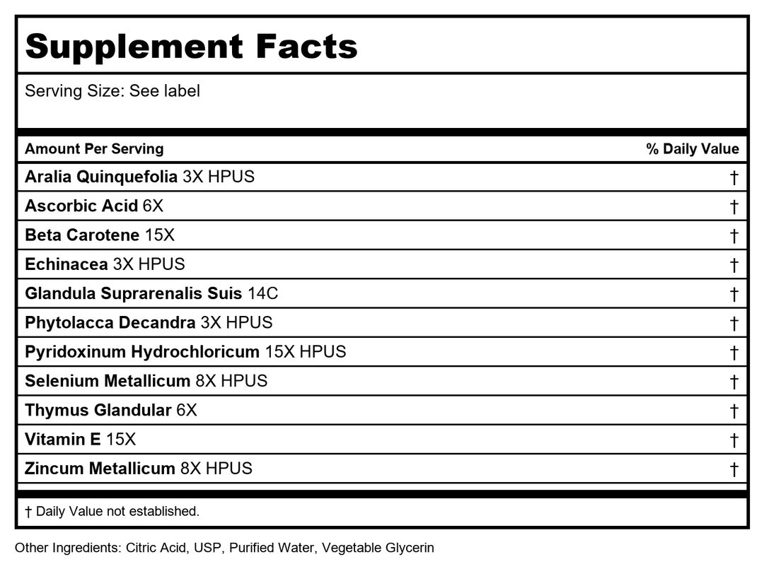 Progena Immugen 2oz - Supplement Facts panel
